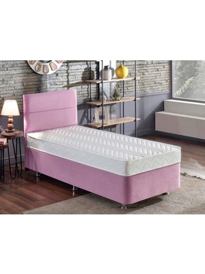 Niron Pinky 100x200 Tek Kişilik Yatak Seti - Pembe Kumaş Baza, Başlık ve Yatak Takımı
