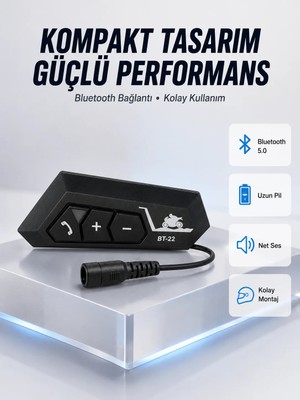 BT22 Motosiklet Kask Içi Bluetooth Kulaklık Interkom Destekli Yeni Nesil