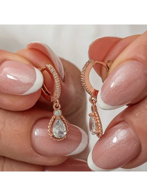 Tienda Elegante Gümüş Sallantılı Rose Damla Kadın Küpe