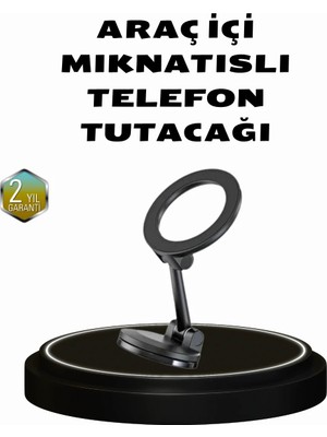 360° Dönebilen Katlanır Manyetik Araç Telefon Tutucu – Magsafe Uyumlu, Kompakt ve Şık Tasarım