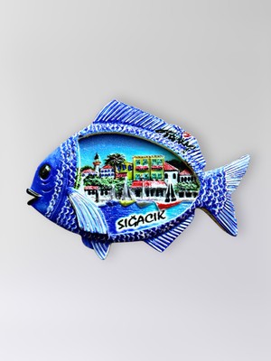 Mundy Sığacık Polyester Kabartmalı Magnet 8,5 x 6 cm Dekoratif Hediyelik Buzdolabı Süsü (KOD:1774)