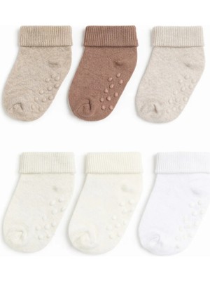 Mem Socks 6'lı Organik Pamuklu Kaydırmaz Çocuk-Bebek Çorabı
