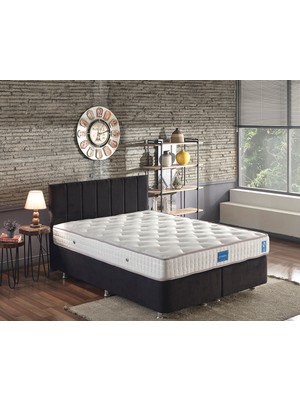 Niron Juliette 160x200 cm Çift Kişilik Lüks Yatak Seti - Siyah Kumaş Baza, Başlık ve Yatak Takımı