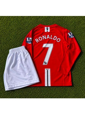 Candy Cup Manu 2008 Cristiano Ronaldo Turkuaz Kırmızı Uzun Kol Çocuk Forması