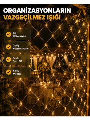 LED Ağ Işık Dekoratif File Aydınlatma Balkon Oda ve Bahçe Süsleme Yeni Nesil Midastech