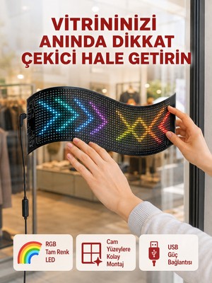 Arenes USB Girişli Rgb LED Tabela Ayarlanabilir Parlaklık ve Kayan Yazı Özellikli - Lisinya