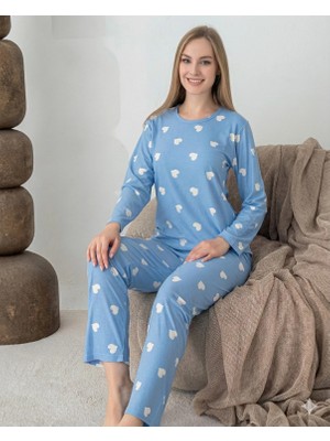 Lindros 0440 Kadın Süet Uzun Kol Pijama Takımı