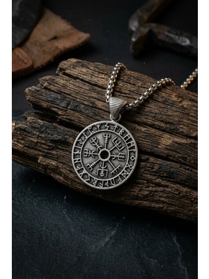 Begondio Vegvisir Pusula El İşçiliği Paslanmaz Çelik Zincir Erkek Kolye
