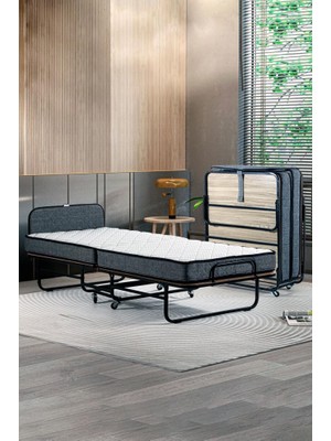 Niron Otel Katlanır Yatak - 90x200 cm Tek Kişilik Yaylı Yatak ve Karyola