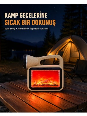 Zenviaa Alev Efektli Solar Lamba Cob Işıklı Taşınabilir Bahçe Kamp Aydınlatma ZENVIAA365423