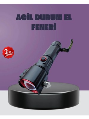 St. Morritz Mey Ithalat® Güçlü Işıklı El Feneri Acil Durum Çekiç Pusula