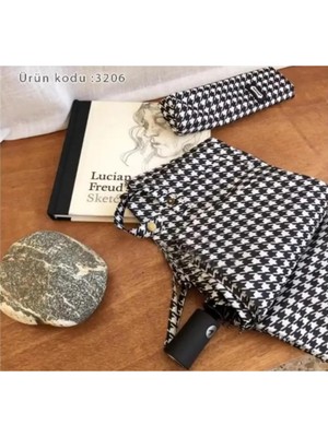 St. Morritz Kaz Ayağı Desen Piti Kare Full Otomatik Sağlam Rüzgara Dayanıklı Şemsiye