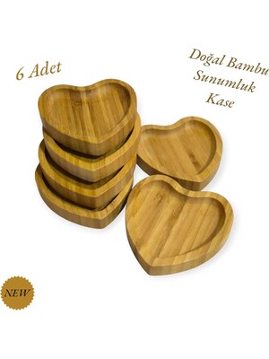 St. Morritz Bambu 4'lü Çerezlik Kalpli Doğal Bambu Çerez Tabağı Sunumluk (10X9)