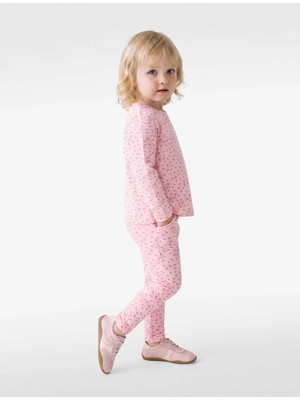 Koton Pamuklu Desenli Pembe Kız Bebek Tayt 7WMG40043AK