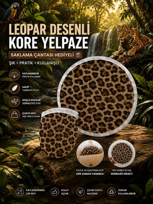 Kea Desenli Kore Yelpaze Katlanabilir El Yelpazesi Saklama Çantalı Hediyeli