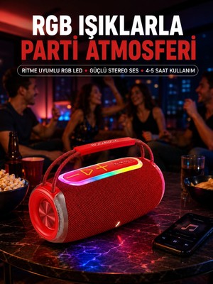 Ronanna Buğz 20W Güçlü Ses Çift Sürücülü Rgb LED Işıklı Bluetooth 5.3 Hoparlör