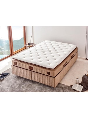 Niron Majesty Yatak 90x190 Tek Kişilik Pedli Ekstra Lüks Yumuşak Yatak Pamuklu Keten Kumaş 30 cm