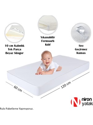 Sıvı Geçirmez Bebek Yatağı - 60x120 cm Yıkanabilir Kılıflı Yatak