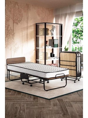 Niron Yatak Niron Katlanır Yatak 80x190 cm, Yaylı ve Dayanıklı Malzeme ile Ergonomik Kullanım Sunan Portatif Yatak