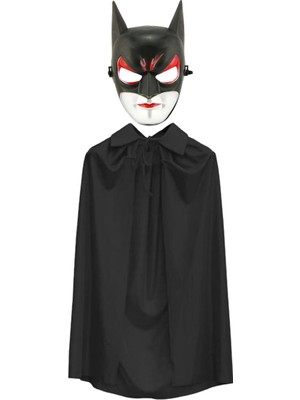 Techora Sale Batman Maskesi Cat Woman ve Batman Pelerini 90 cm Siyah Renk Set BX40