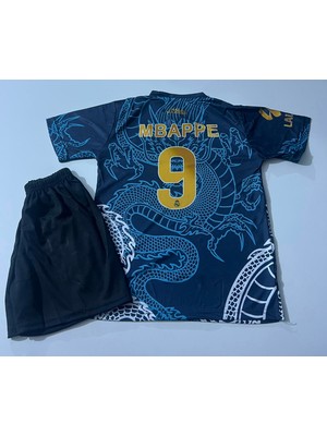 Candy Cup R.madridd Kylian Mbappe Dragon Desenli 9 Numara Yeni Sezon Çocuk Futbol Forması 2liset Mavi