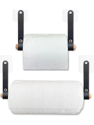 Ipekbazaar Yapışkanlı Ahşap & Deri Tuvalet Kağıtlığı ve Kağıt Havluluk / Banyo Peçetelik