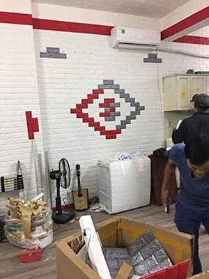 70-77 cm Kendinden Yapışkanlı Esnek Sünger Beyaz Tuğla Duvar Kağıdı Paneli