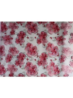 Şeffaf Desenli Masa Örtüsü 1,7 mm 80 Cmx 100 cm Pvc Kaymaz Masa Örtüsü Pembe-Beyaz 80 x 150