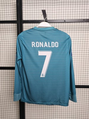 Candy Cup Turkuaz Renk Uzun Kollu 2017-2018 Şampiyonlar Ligi Özel Tasarım Real Madrid Ronaldo Forma