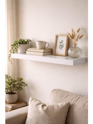 Tekli Uçan Duvar Rafı Set Gizli Raf- Beyaz - 30X40