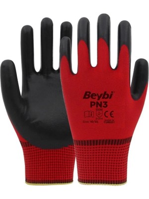 TeknoKapsül Beybi Pn3 Nitril Kırmızı Iş Eldiveni No:9