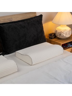 Ortopedik Visco Yastık Boyun Destekli Yastık Aylona Doğal Viskon Kılıflı Visko Yastık 55X35X1