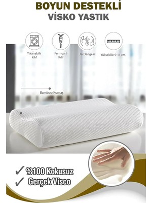 Ortopedik Visko Yastık Boyun Fıtığı Boyun Düzleşmesi Boyun Ağrısı Destekli Lüks Yastık,