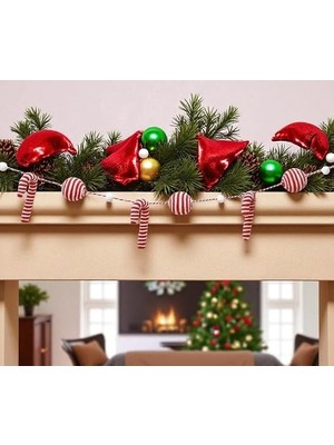 Yılbaşı Kumaş Garland Top ve Baston Şekerli 180CM AST7158
