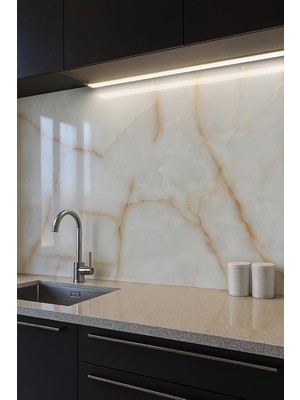 Ukab Dekor 60X120 cm Kendinden Yapışkanlı Bej Mermer Görünümlü Dekoratif Pvc Duvar Paneli Bej