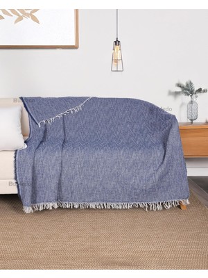 Çok Amaçlı Pamuklu Kaliteli Sık Dokuma 175X215 cm Kaymaz Koltuk Kanepe Örtüsü (Lacivert)