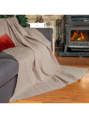 Premium Koltuk Örtüsü 175X215 Gramajlı Jakarlı Şönil Camel | Kanepe Örtüsü | Kaymaz