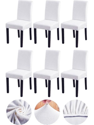 Bambu Sandalye Örtüsü 6 Adet Beyaz