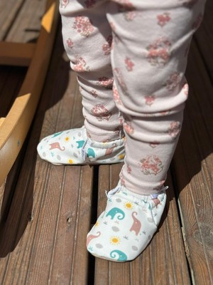 Bebek Patiği Organik Pamuk Iç Astar, Kaydırmaz Taban Bebek Patik, Ev Botu Terliği Kreş Ayakkab