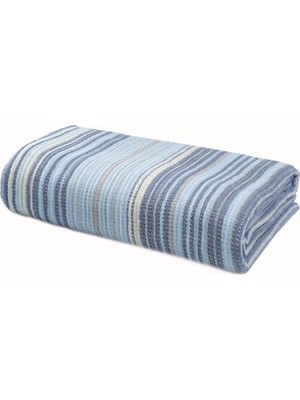 Pamuklu 4 Mevsim Çift Kişilik Battaniye, 180X220 Cm,%70 Pamuk%30 Polyester (Mavi)