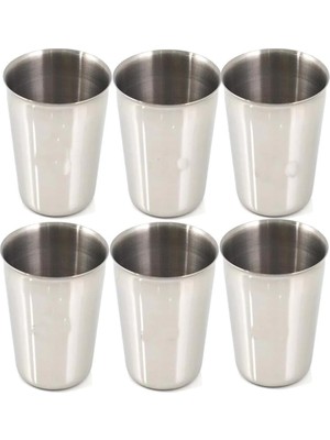 3 Adet Set Standart Boy 220CC Paslanmaz Çelik Bardak Metal Su Çay Bardağı Kırılmaz Garantili B