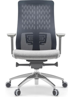 Flexo Pro Ofis Çalışma Oyuncu Sandalyesi Şef Gri Kumaş Ergonomik 3D Kolçak Ayarlanabilir Bel D