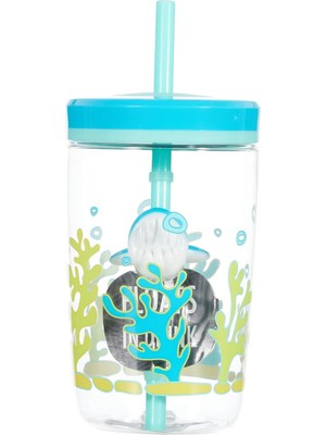 Yüzen Köpek Balığı Pipetli Tritan Bardak 470 Ml, Mavi