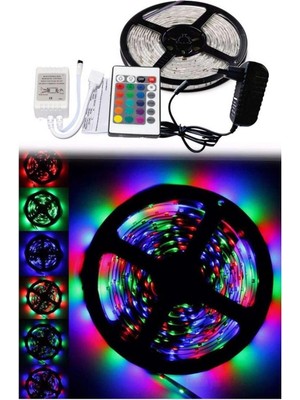 5 Metre Rgb Şerit LED Seti-Iç ve Dış Mekan Silikonlu-Tak Çalıştır (5440)