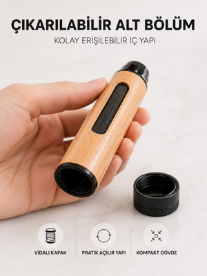 Kyops Kokusuz Dumansız Taşınabilir Cep Küllüğü 3 Uçlu Kompakt Ahşap Görünümlü Tasarım - Lisinya
