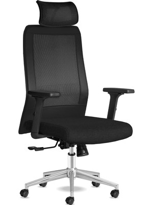 Kolto Ofis Sandalyesi Baş Destekli Ergonomik Çalışma Koltuğu Dayanıklı Kumaş Döşeme (Siyah