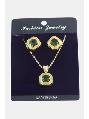 İlkyaz Fashion Kare Zirkon Taşlı Set Kolye