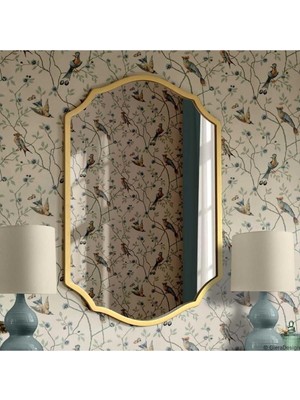 Asimetrik Duvar Aynası/gold Çerçeveli Düzensiz Dekor Ayna/banyo Aynası Gold 60 x 80