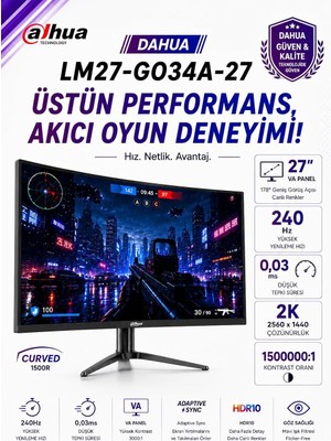LM27-GO34A 27″ 240Hz 0.03MS 2k Qd-Oled HDR400 Qhd Gaming (Oyuncu) Monitör