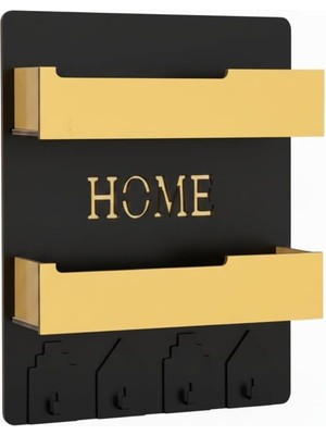 May's Nest Gold Series Mdf Duvar Organizeri, Gold Pleksi Raflı Modern Dekoratif Duvar Rafı - Düze
